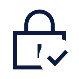 Lock check icon, Sharp Line style