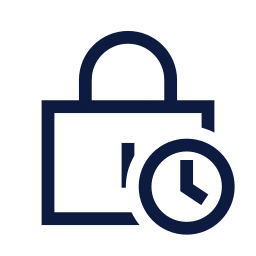 Lock clock icon, Sharp Line style