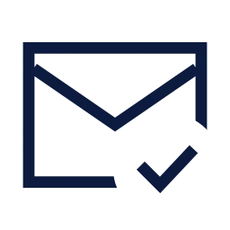 Mail check icon, Sharp Line style