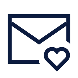 Mail heart icon, Sharp Line style