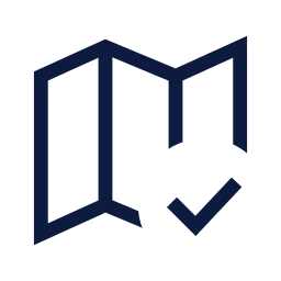 Map check icon, Sharp Line style