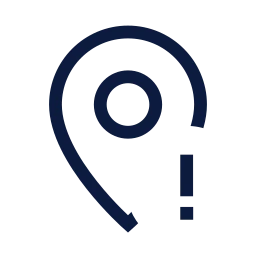Map pin alert icon, Sharp Line style