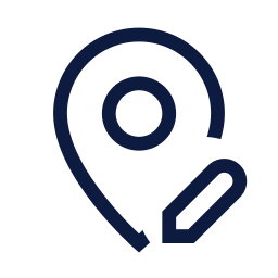 Map pin edit icon, Sharp Line style