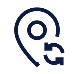 Map pin refresh icon, Sharp Line style