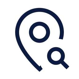 Map pin search icon, Sharp Line style