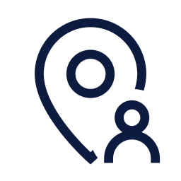Map pin user icon, Sharp Line style