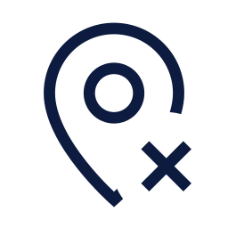 Map pin x icon, Sharp Line style