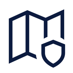 Map shield icon, Sharp Line style