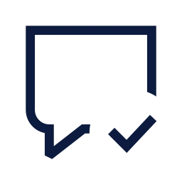Message square check icon, Sharp Line style