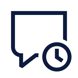 Message square clock icon, Sharp Line style