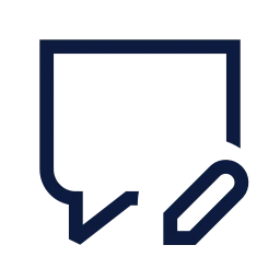 Message square edit icon, Sharp Line style