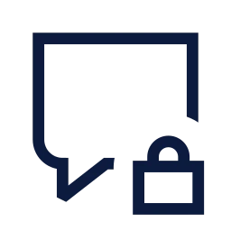 Message square lock icon, Sharp Line style