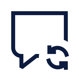 Message square refresh icon, Sharp Line style