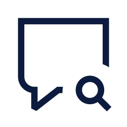 Message square search icon, Sharp Line style