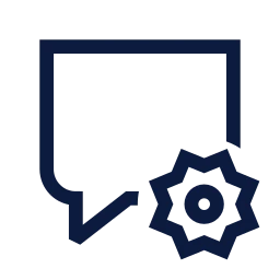 Message square settings icon, Sharp Line style