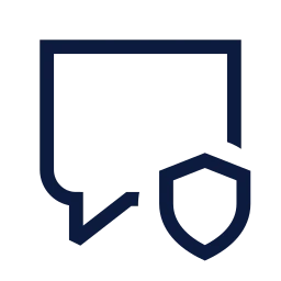 Message square shield icon, Sharp Line style