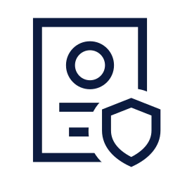 Profile page shield icon, Sharp Line style