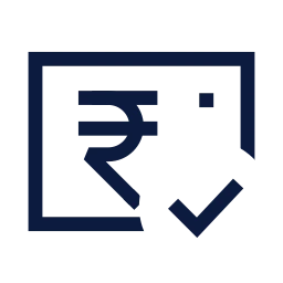 Rupee note check icon, Sharp Line style
