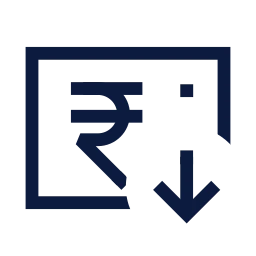 Rupee note down icon, Sharp Line style