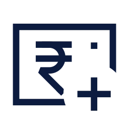 Rupee note plus icon, Sharp Line style