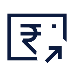 Rupee note share icon, Sharp Line style