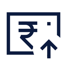 Rupee note up icon, Sharp Line style