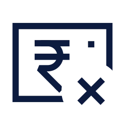 Rupee note x icon, Sharp Line style