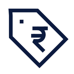 Rupee tag icon, Sharp Line style