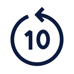 Seek back 10 icon, Sharp Line style