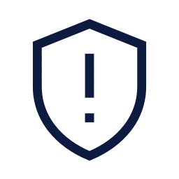 Shield alert icon, Sharp Line style
