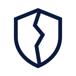 Shield broken icon, Sharp Line style
