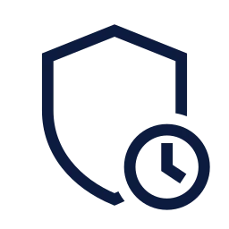 Shield clock icon, Sharp Line style