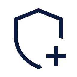 Shield plus icon, Sharp Line style