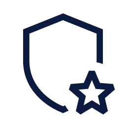 Shield star icon, Sharp Line style