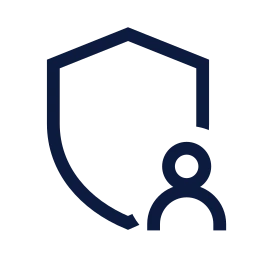 Shield user icon, Sharp Line style