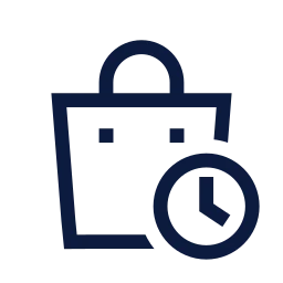 Shopping bag clock icon, Sharp Line style
