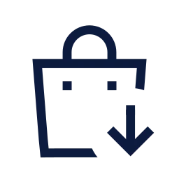 Shopping bag down icon, Sharp Line style