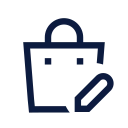Shopping bag edit icon, Sharp Line style