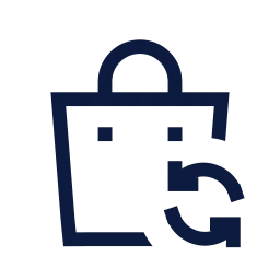 Shopping bag refresh icon, Sharp Line style