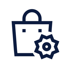 Shopping bag settings icon, Sharp Line style