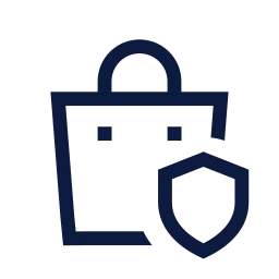 Shopping bag shield icon, Sharp Line style