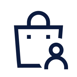 Shopping bag user icon, Sharp Line style