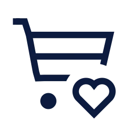 Shopping cart heart icon, Sharp Line style