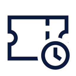 Ticket clock icon, Sharp Line style