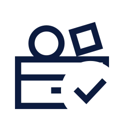Toy box check icon, Sharp Line style