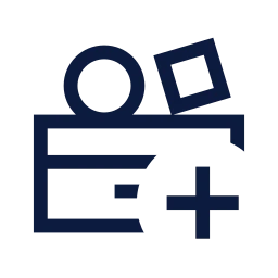 Toy box plus icon, Sharp Line style