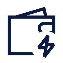 Wallet bolt icon, Sharp Line style