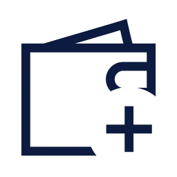 Wallet plus icon, Sharp Line style