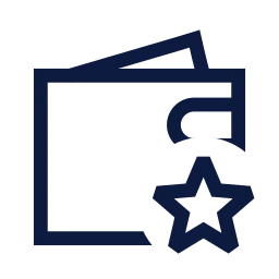 Wallet star icon, Sharp Line style