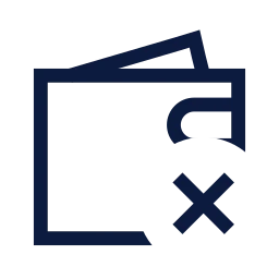 Wallet x icon, Sharp Line style